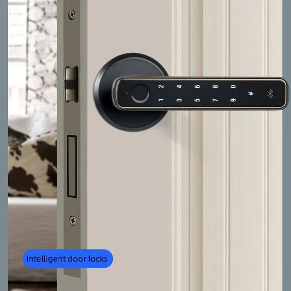 Tuya Fingerprint Door Lock With Lock Smart Fingerprint Door Handle With App Control And Key Biometric Door Lock, Fingerprint Door Lock For Bedroom, Front Door, Home, Apartment, Office And Garage Black